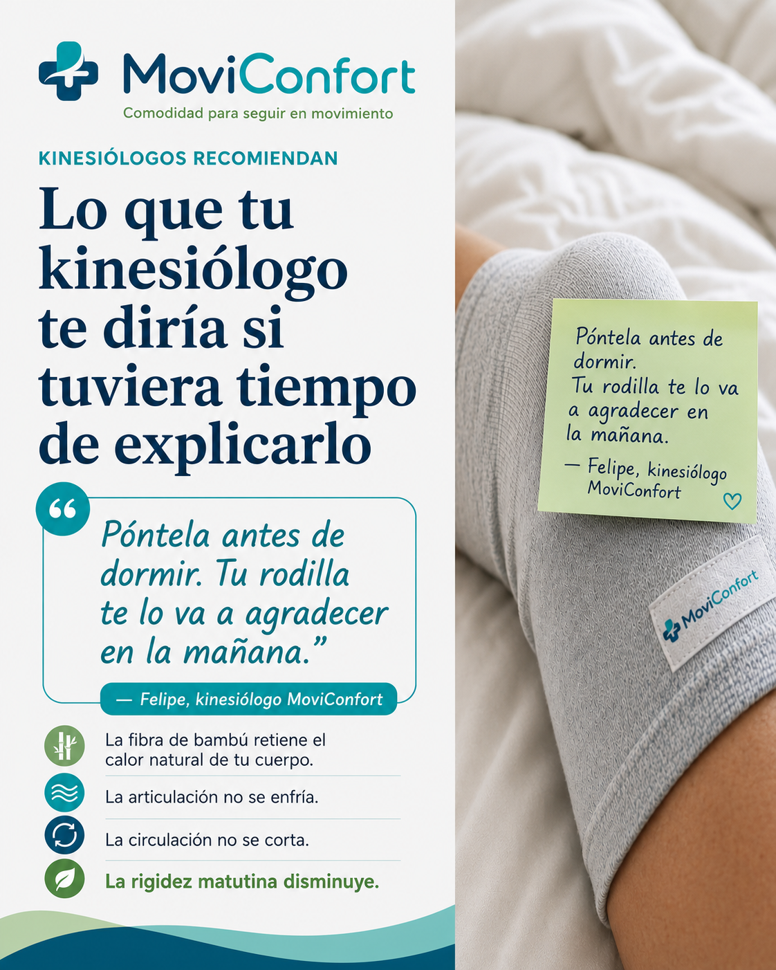 RodillaConfort Bamboo™-Soporte cómodo para seguir en movimiento.